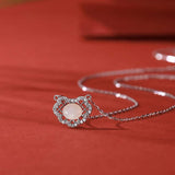 925 Silver Hetian Jade Pendant Chinese Style Necklace