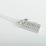 925 Sterling Silver Barbell Pendant Necklace 18''