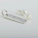 925 Sterling Silver Barbell Pendant Necklace 18''