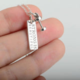 925 Sterling Silver Barbell Pendant Necklace 18''