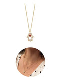 Evil Eye Clavicle Heart Red Zircon Charm Necklace
