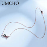 Rainbow LOVE Chain 925 Silver Necklace Anniversary Gift