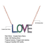 Rainbow LOVE Chain 925 Silver Necklace Anniversary Gift
