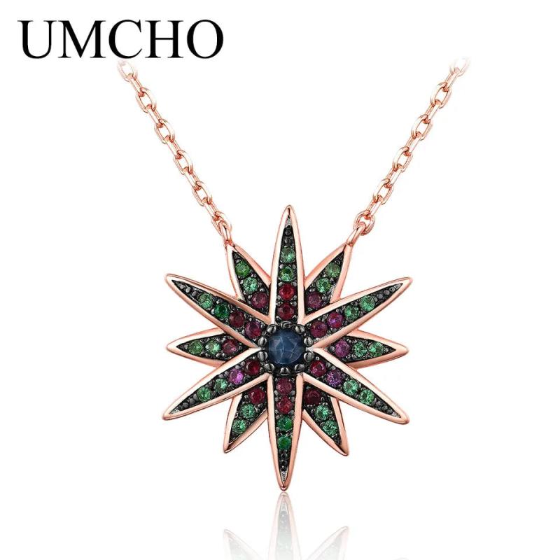 Colorful Star Necklace 925 Sterling Silver Charm Statement Necklace