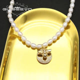 Shining Bee Pendant Pearl Necklace Minimalism Women Jewelry GN0423