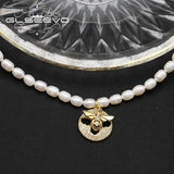 Shining Bee Pendant Pearl Necklace Minimalism Women Jewelry GN0423