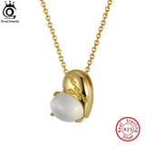925 Silver Moonstone Heart Necklace Women Gemstone Pendant Jewelry GMN08