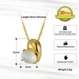 925 Silver Moonstone Heart Necklace Women Gemstone Pendant Jewelry GMN08