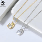 925 Silver Moonstone Heart Necklace Women Gemstone Pendant Jewelry GMN08