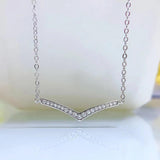 925 Silver V Necklace Pendant Charm Collar Chain