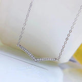 925 Silver V Necklace Pendant Charm Collar Chain