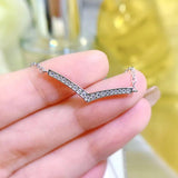 925 Silver V Necklace Pendant Charm Collar Chain