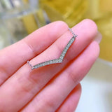 925 Silver V Necklace Pendant Charm Collar Chain
