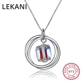 Circles Cube Crystals Pendants Necklaces Real 925 Sterling Silver Jewelry Women