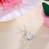 Circles Cube Crystals Pendants Necklaces Real 925 Sterling Silver Jewelry Women