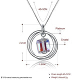 Circles Cube Crystals Pendants Necklaces Real 925 Sterling Silver Jewelry Women