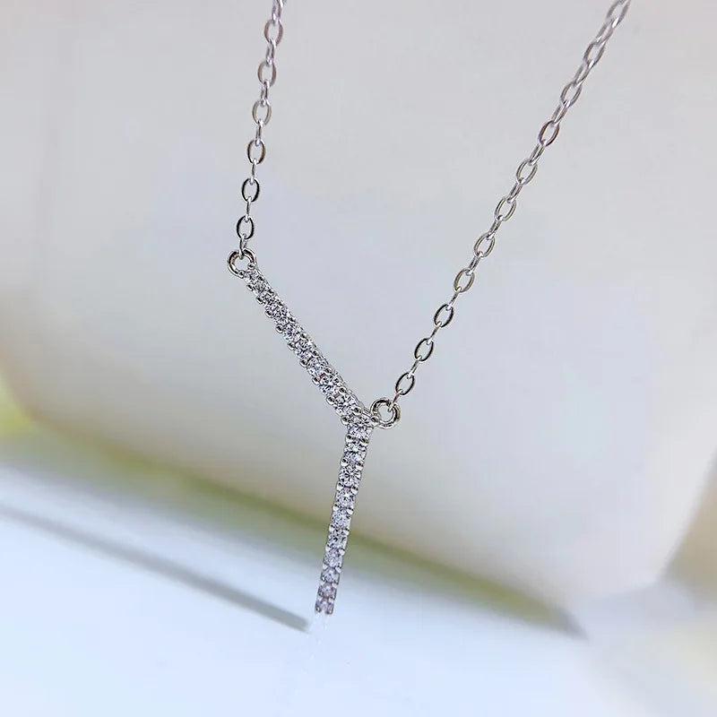 925 Silver Diamond Geometric Necklace Pendant Wind Collar Chain