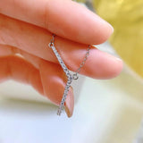 925 Silver Diamond Geometric Necklace Pendant Wind Collar Chain
