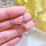 925 Silver Diamond Geometric Necklace Pendant Wind Collar Chain