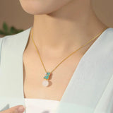Sterling Silver Hetian Jade Pendant Necklace Chinese Style