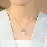 Sterling Silver Hetian Jade Pendant Necklace Chinese Style