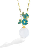 Sterling Silver Hetian Jade Pendant Necklace Chinese Style