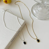925 Silver Agate Oval Pendant Necklace Vintage Twist Chain Jewelry