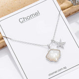925 Silver Shell Starfish Necklace for Her