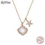 925 Silver Shell Starfish Necklace for Her