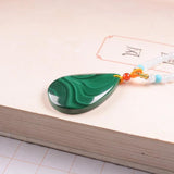 Malachite Gemstone Beads Chain Long Necklace Woman Necklaces