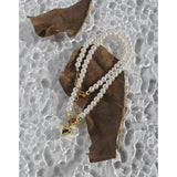 925 Silver Red Zircon Heart Pearl Pendant Necklace for Women