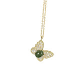 Green Jade Butterfly Pendant Necklace for Women