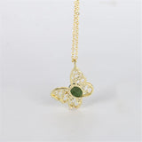 Green Jade Butterfly Pendant Necklace for Women
