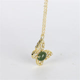 Green Jade Butterfly Pendant Necklace for Women