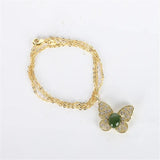 Green Jade Butterfly Pendant Necklace for Women