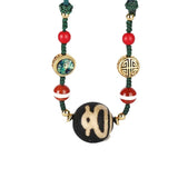 Natural Dzi Bead Pendant Necklace for Women Men