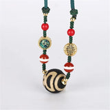 Natural Dzi Bead Pendant Necklace for Women Men