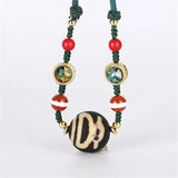 Natural Dzi Bead Pendant Necklace for Women Men