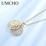 925 Silver Round Pendant Necklace Women