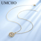 925 Silver Round Pendant Necklace Women