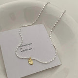 925 Silver Olive Beads Letter Pendant Necklace for Women