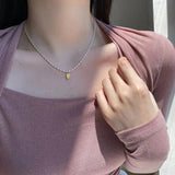 925 Silver Olive Beads Letter Pendant Necklace for Women