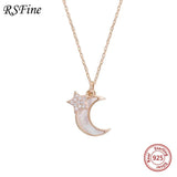 925 Silver Moon Shell Star Choker Necklace Female Women