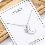 925 Silver Moon Shell Star Choker Necklace Female Women