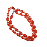 Natural Red Jade Oval Beads Gemstone Necklace Women Jewelry