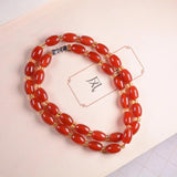 Natural Red Jade Oval Beads Gemstone Necklace Women Jewelry