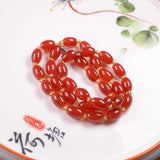 Natural Red Jade Oval Beads Gemstone Necklace Women Jewelry
