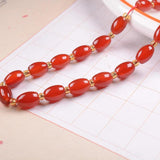 Natural Red Jade Oval Beads Gemstone Necklace Women Jewelry