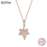 925 Silver Leaf Necklace Maple Pendant Choker Fine Jewelry