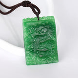 Natural Vintage Green Jade Dragon Pendant Gem Necklace